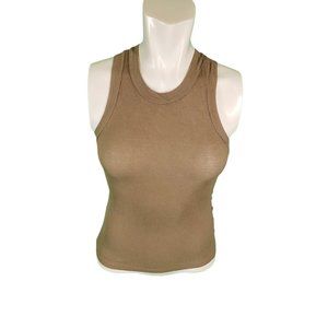 Maggie Ward Soft Ribbed Racerback Tank XS Khaki